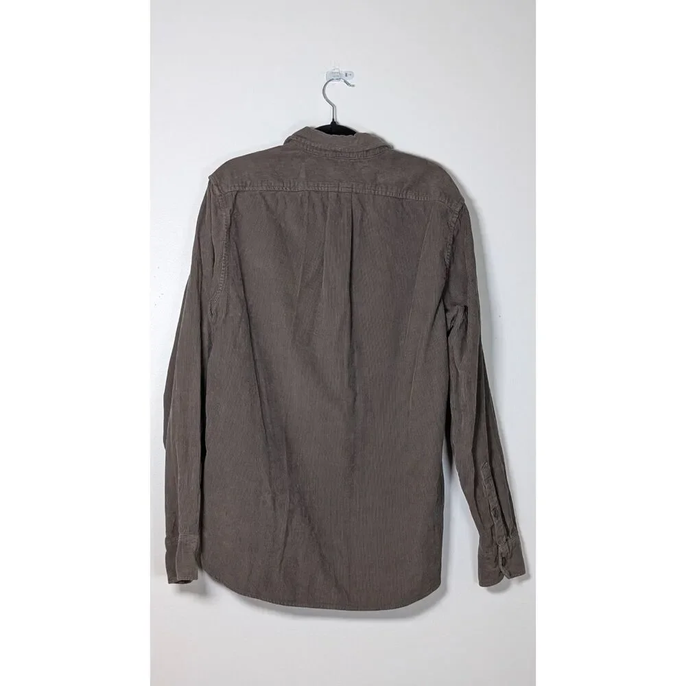 J.Crew Garment Dyed Corduroy Workshirt Brown Cotton Button Front Classic Small